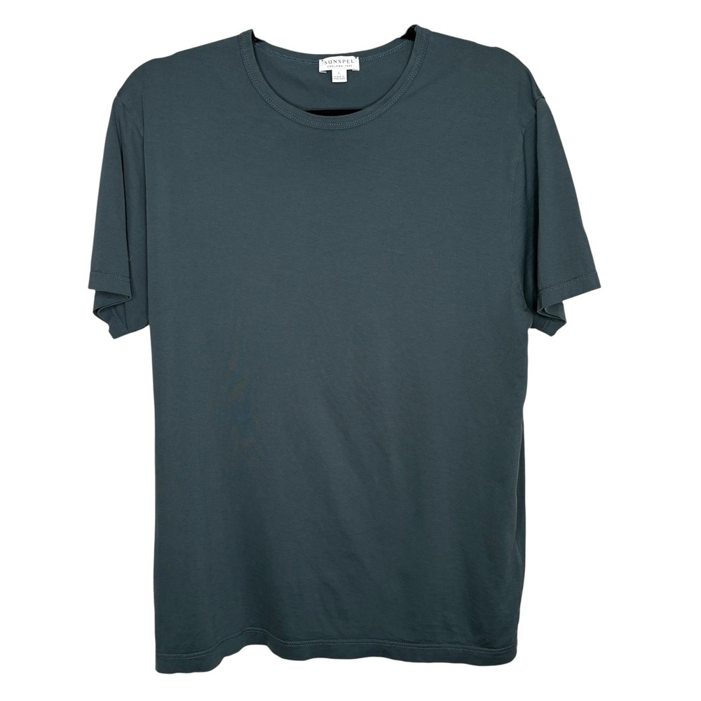Sunspel Crew Neck T Shirt L Minimalist Short Sl Slim Fitted Cotton Teal England